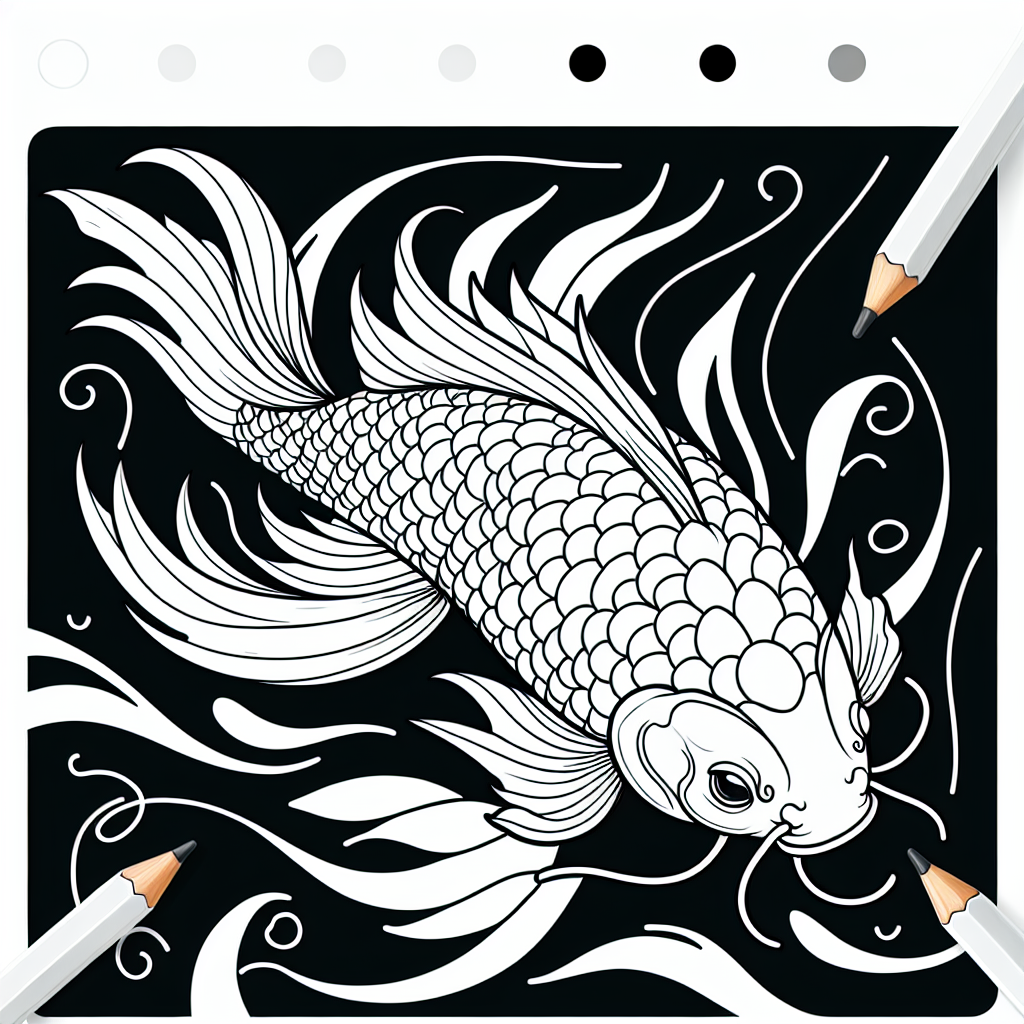 鯉 (Koi) をテーマにした最新の塗り絵アイデア