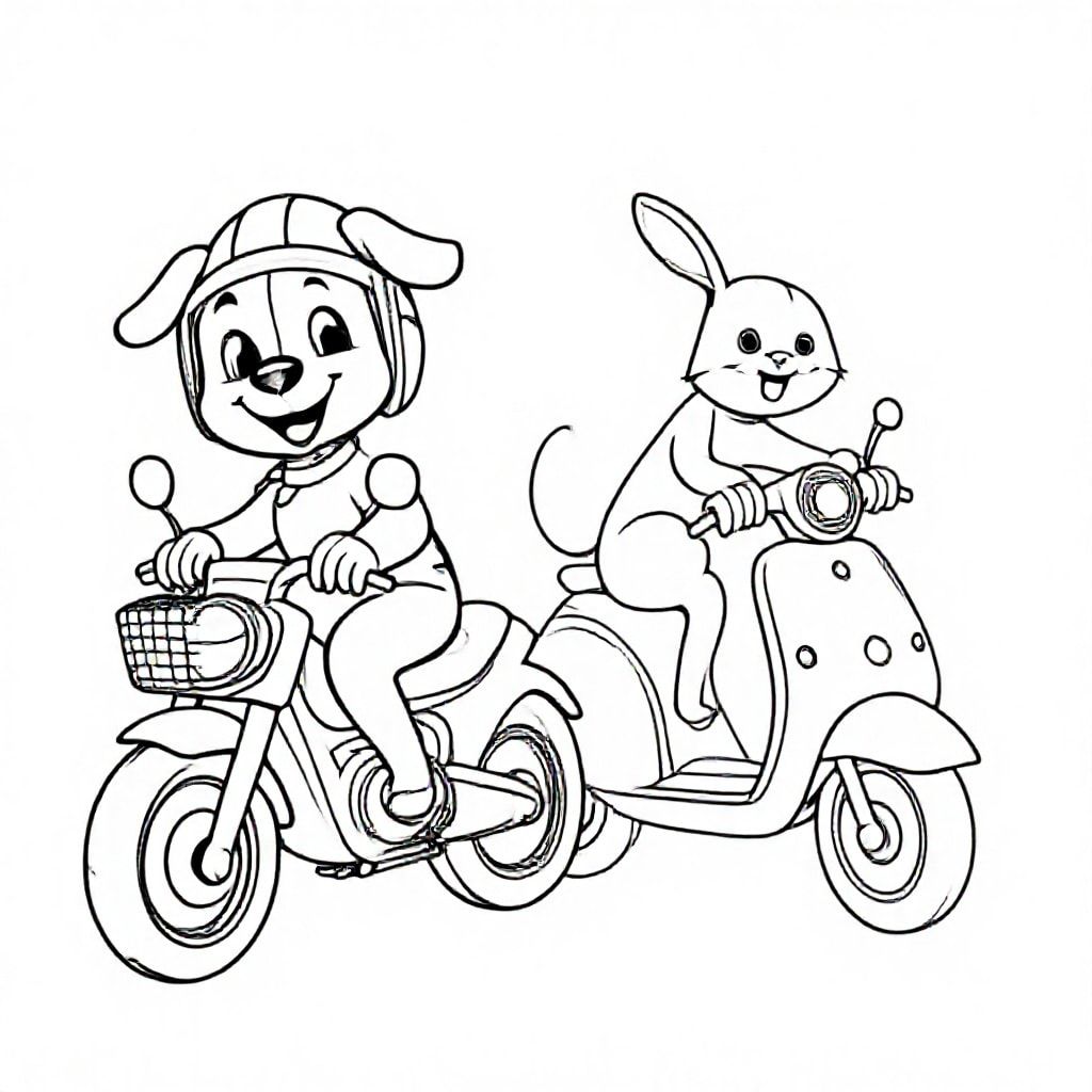 バイクに乗る動物たちの塗り絵アイデア - 楽しさ満載のカラーリングアート