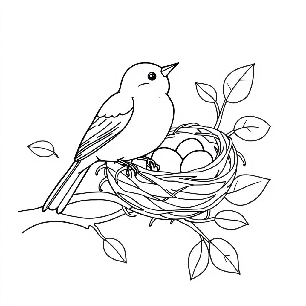 ナイチンゲールと鳥の巣に関連する魅力的な塗り絵アイデア