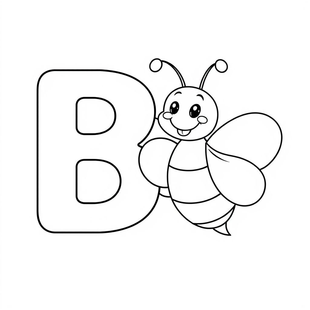 文字Bと蜂をテーマにした楽しい塗り絵アイデア