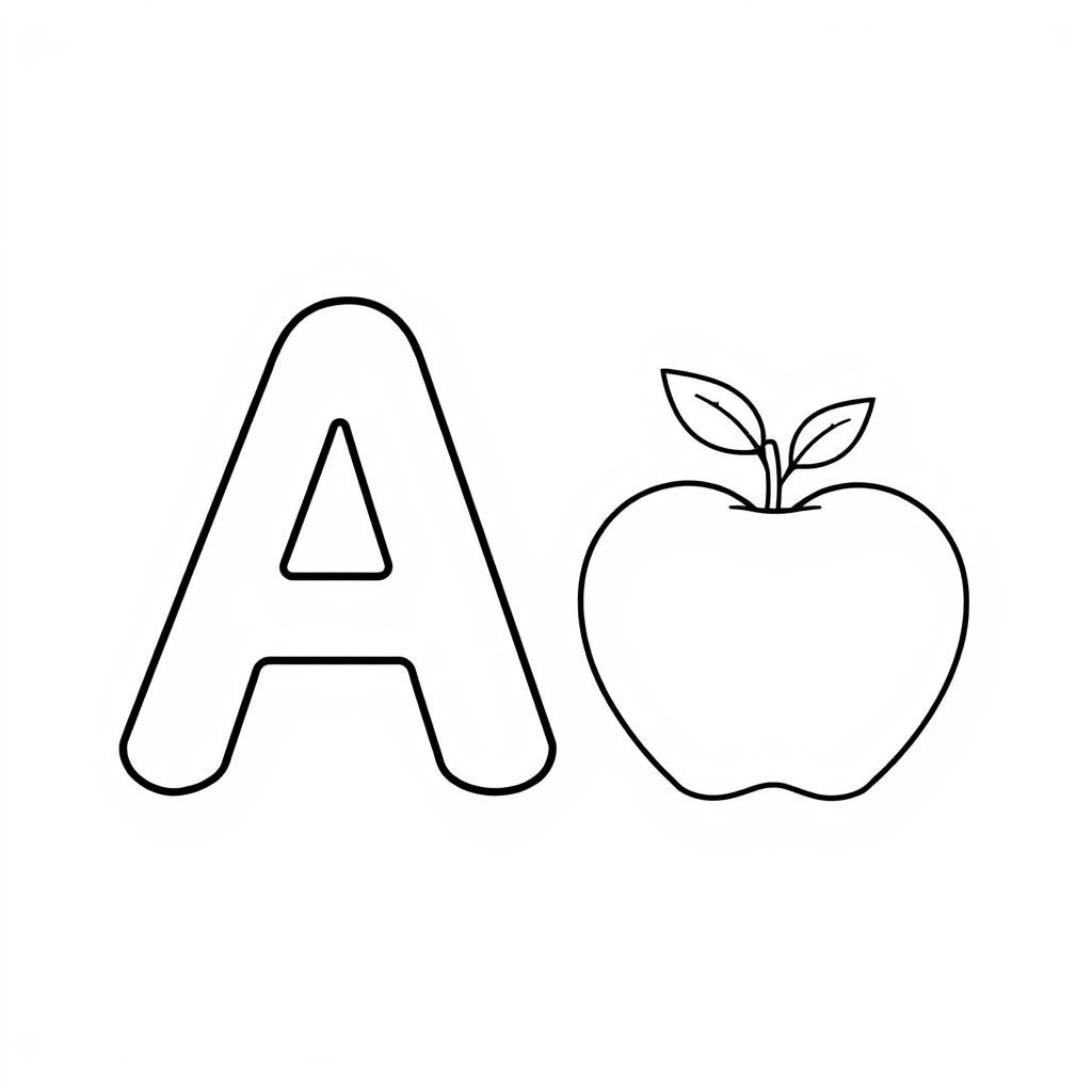 文字Aとリンゴの塗り絵アイデア - 創造力を育むアート活動
