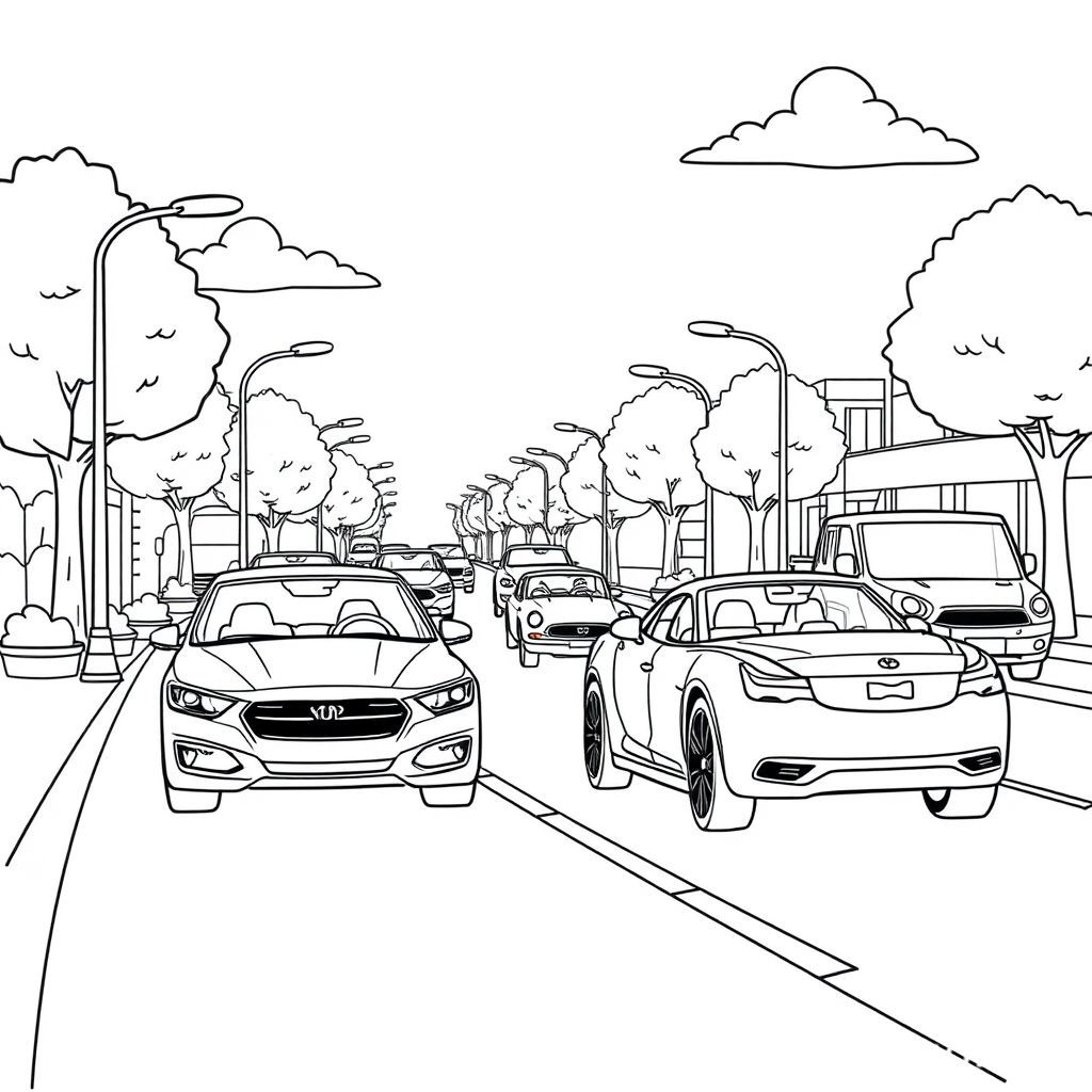 通りの車をテーマにした魅力的な塗り絵アイデア
