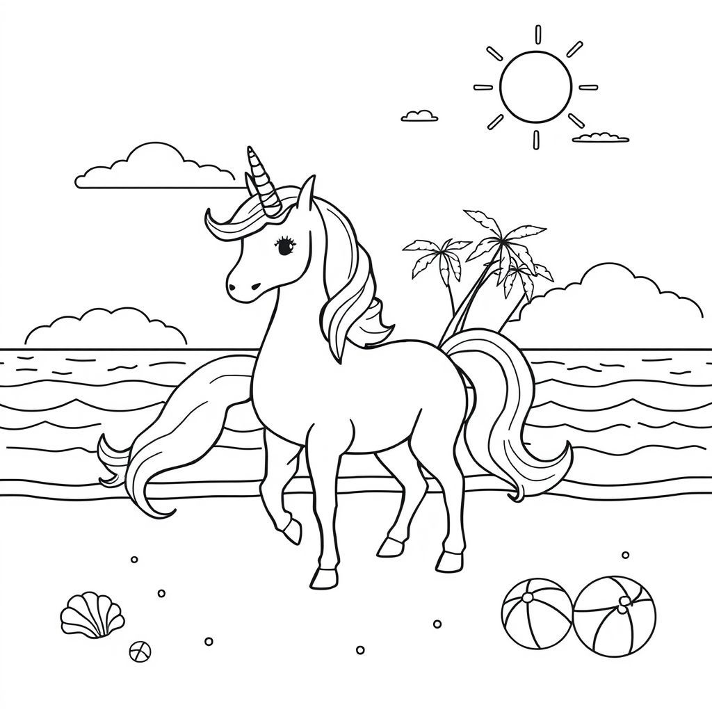 ビーチのユニコーン塗り絵アイデアと楽しみ方