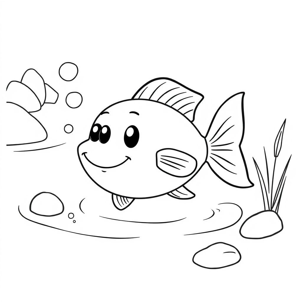 魚は川を泳いでいます - 魅力的な塗り絵アイデアとトレンド