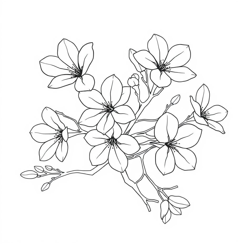 桜の花の集まりが咲いています - 塗り絵アイデアと楽しさ
