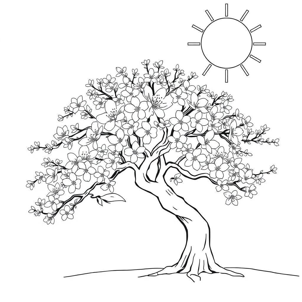 桜（さくら）の塗り絵アイデア - 太陽の下で楽しむカラーリング