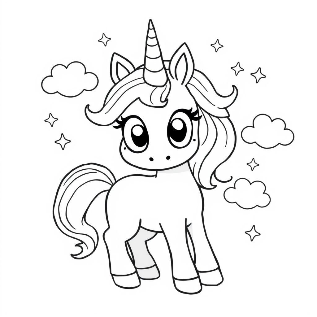 ユニコーンは大きな目を持っています - 塗り絵アイデアと楽しみ方