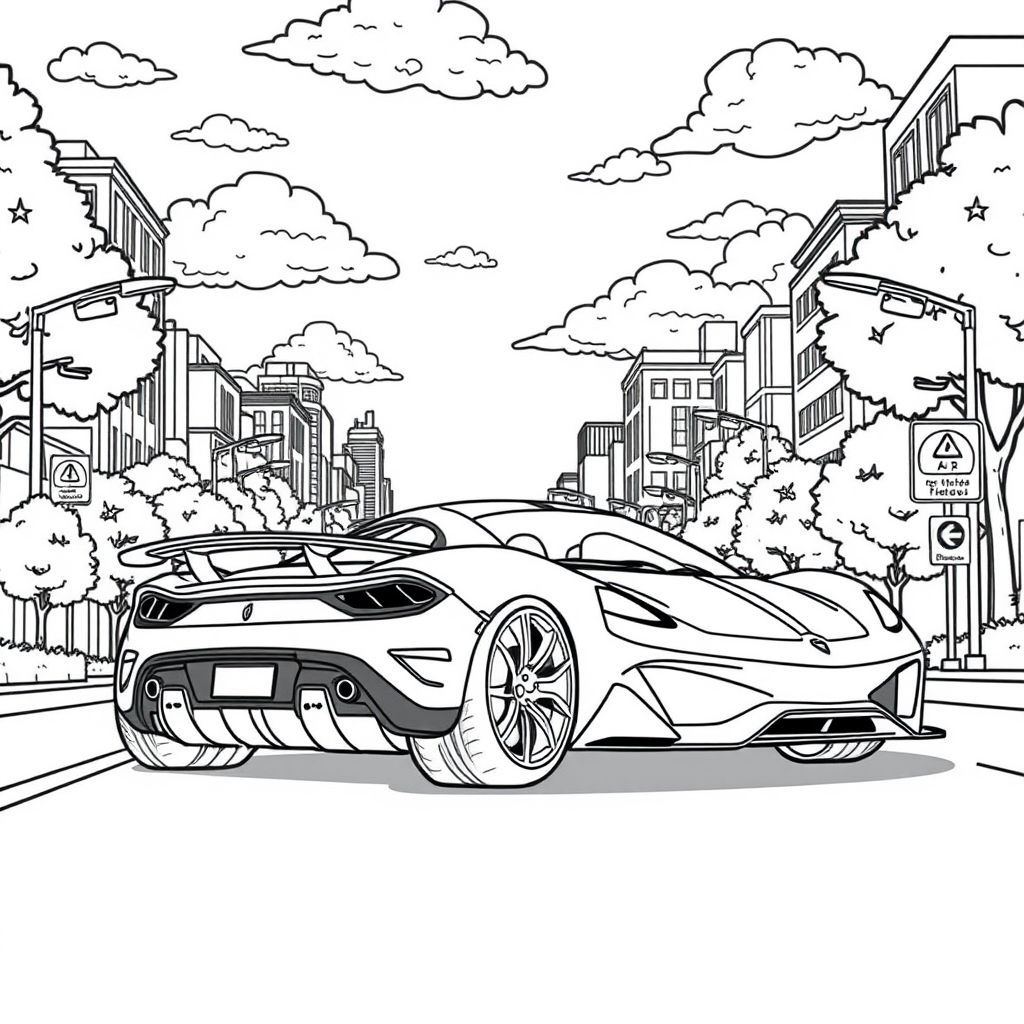 街を走るスーパーカーの塗り絵アイデアと楽しみ方