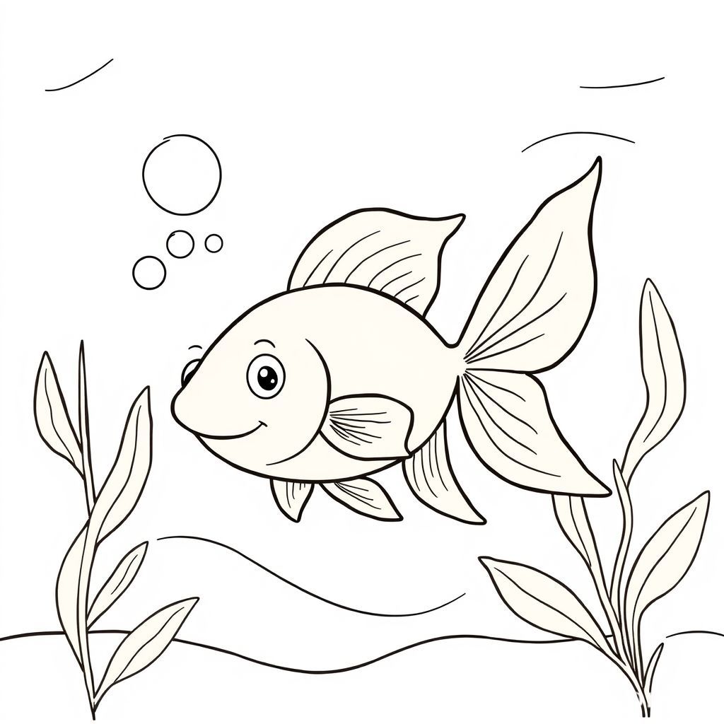 金魚は水の中を泳いでいます - 魅力的な塗り絵アイデア
