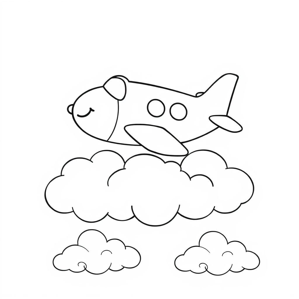 雲の上の飛行機塗り絵で楽しむ創造力