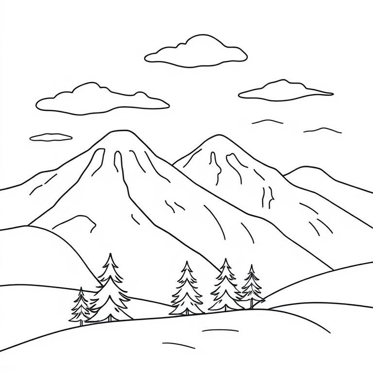 雪に覆われた山脈の塗り絵で創造力を育む