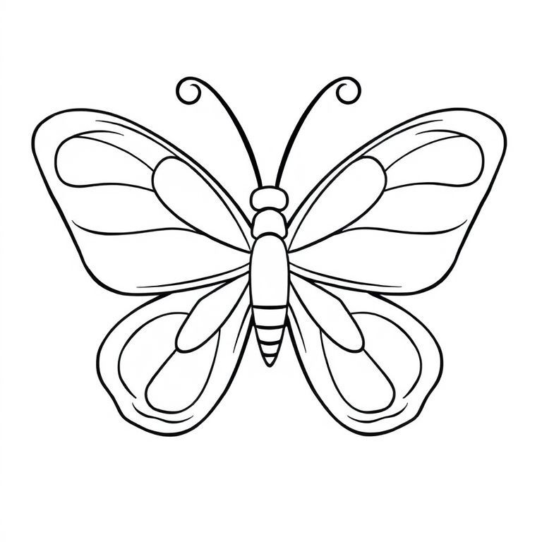 大きな目を持つ蝶のカラフルな絵 | 塗り絵で楽しむ自然の美