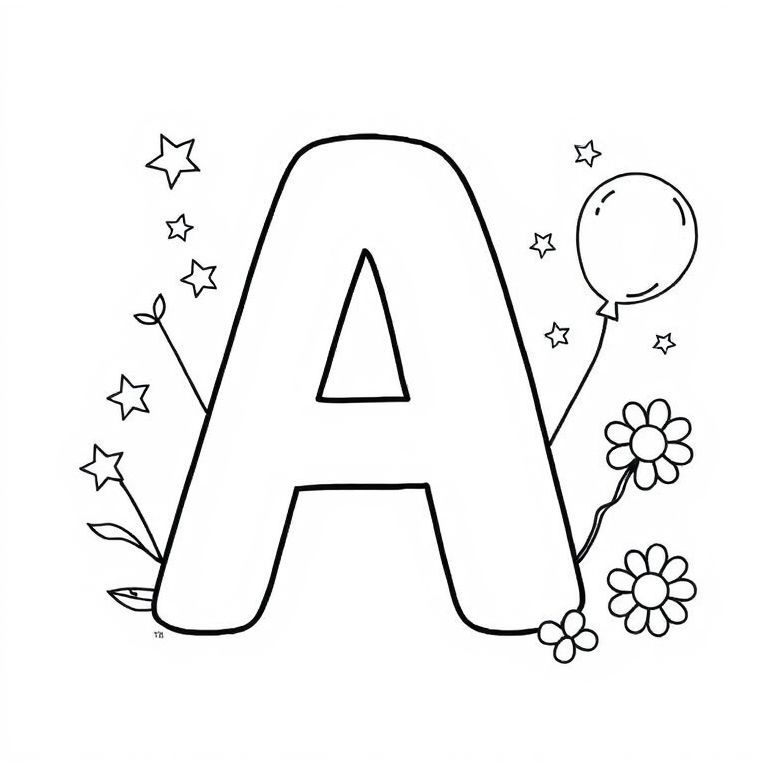 大文字のAを塗りつぶす塗り絵で楽しむ創造的な時間