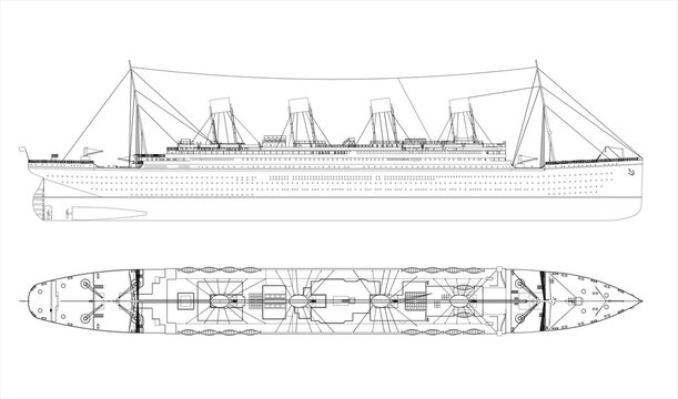無料でダウンロードできるタイタニックの設計図をテーマにした塗り絵