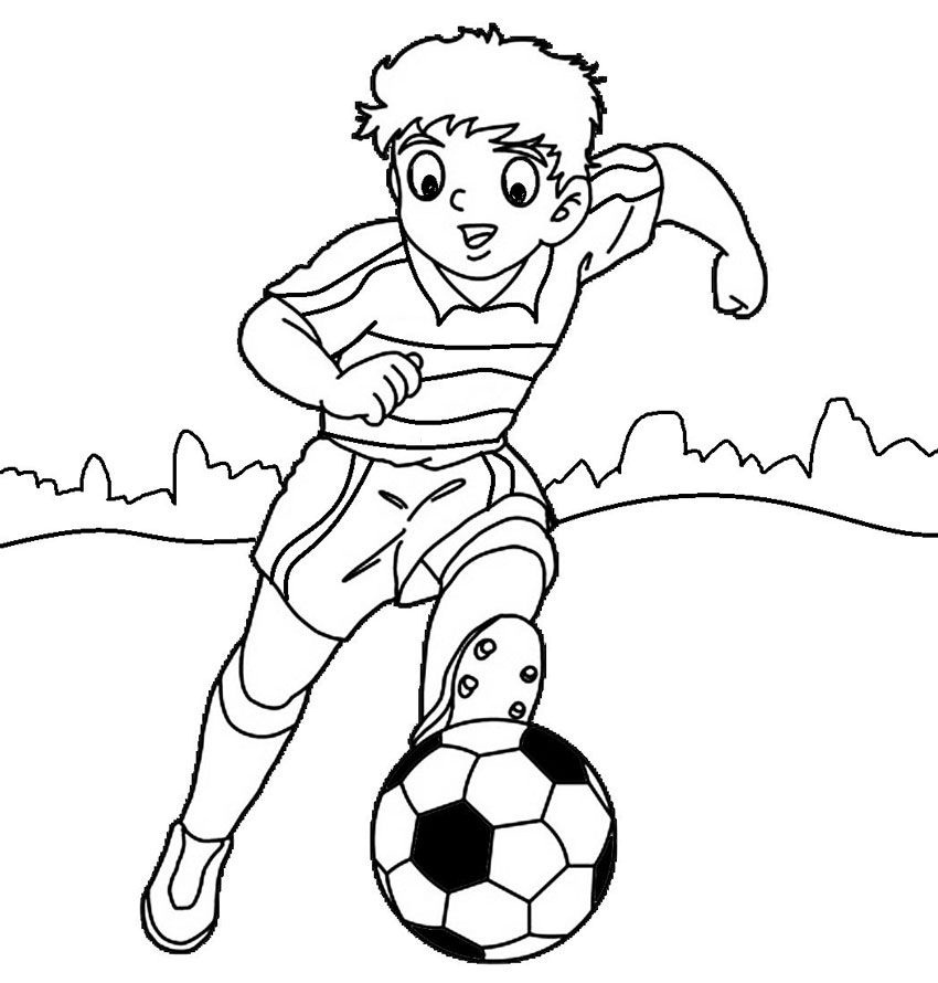 サッカーをする少年の塗り絵｜無料ダウンロードで楽しく学ぼう！