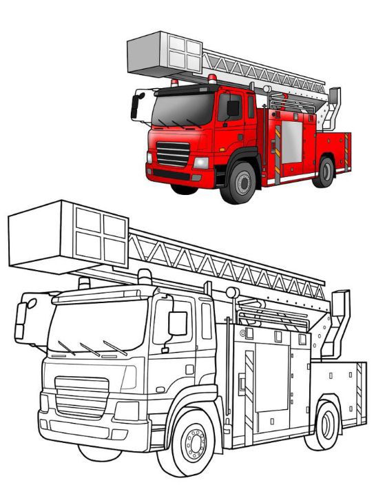 無料ダウンロード｜消防車をテーマにした交通手段の塗り絵