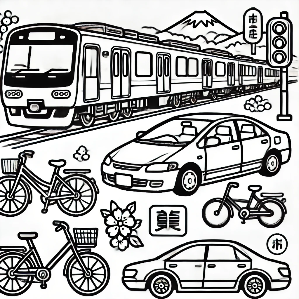 交通手段のぬりえ - 日本の交通機関を楽しく彩ろう