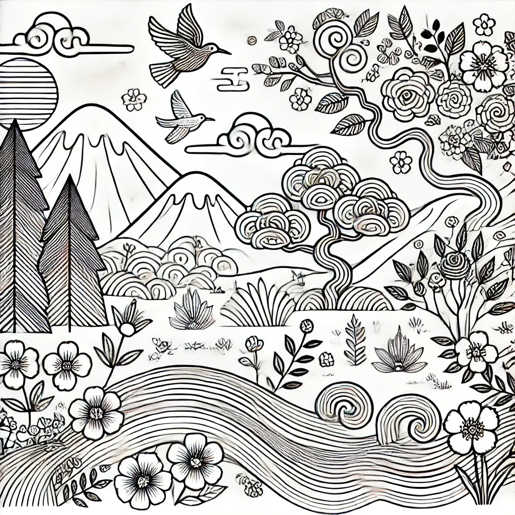 自然の塗り絵ページ｜リラックスできるぬり絵で自然の美しさを体験しよう  