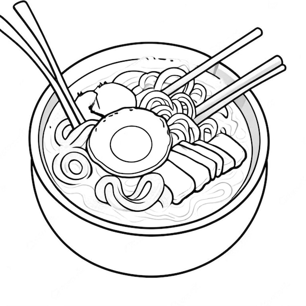 無料のラーメン塗り絵 | 美味しそうな日本のラーメン塗り絵ページ