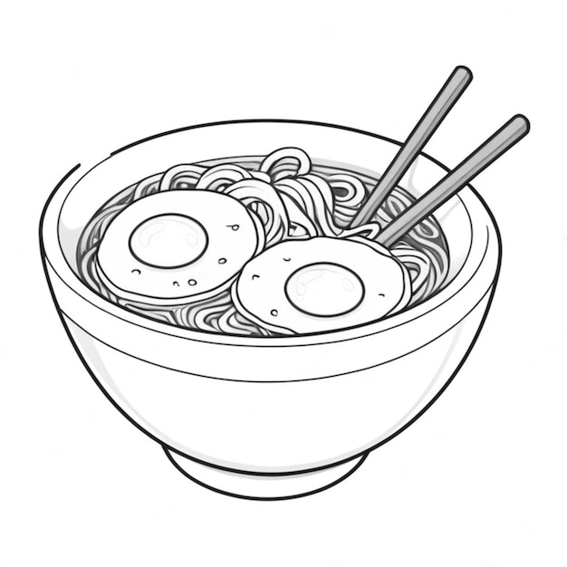 日本のラーメン 塗り絵 | 美味しいラーメンと卵の塗り絵ページ