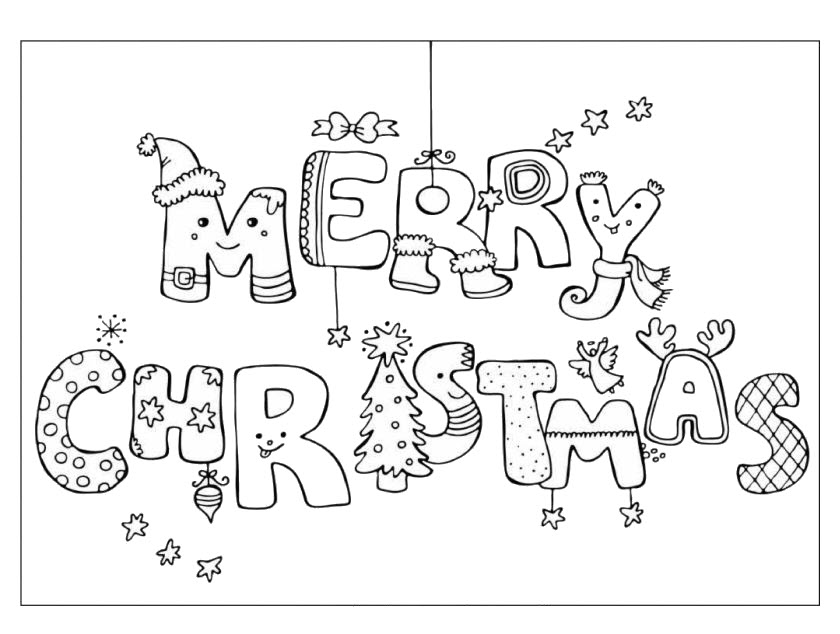 無料ダウンロード！クリスマスの「Merry Christmas」塗り絵｜子どもの学びと創造力を育む楽しい活動