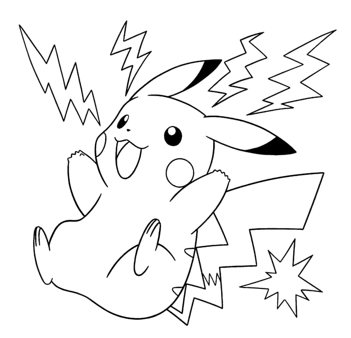 Pikachuの電撃ぬり絵｜無料で楽しめるポケモン塗り絵！